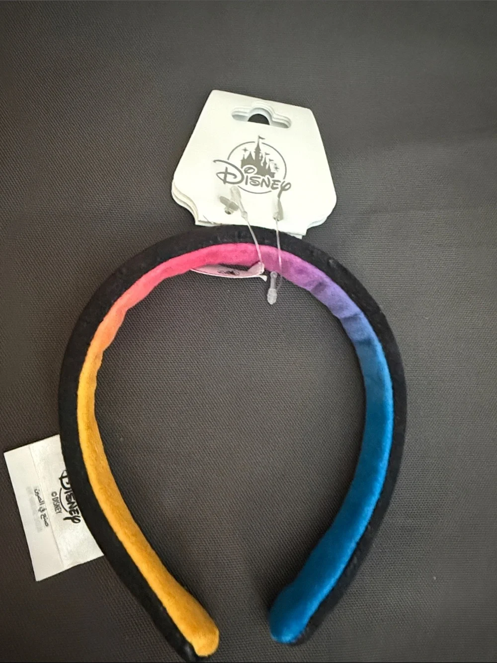 Disney Rainbow Velvet Padded Headband in Black, Pink, Purple Disneyland 70